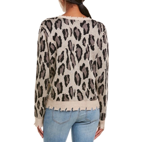 FATE 🌈 Distressed Leopard Print Sweater in Taupe & Black from Anthropologie - Picture 3 of 16